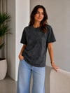 Batik Desenli Tişört Bisiklet Yaka Kısa Kol Regular Fit T-shirt - Siyah