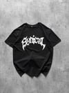 Bisiklet Yaka Ön Baskılı  Kısa Kollu Tişört Streetwear Günlük Basic Pamuklu T-shirt - Siyah