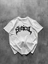 Bisiklet Yaka Ön Baskılı Kısa Kollu Tişört Streetwear Günlük Basic Pamuklu T-shirt - Beyaz