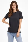 Bisiklet Yaka Tişört Regular Kalıp Basic Pamuklu Günlük Kullanım T-shirt - Füme