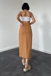 Camel Gabardin Boyamalı Püsküllü Etek