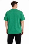 Erkek Asit Yıkama Bisiklet Yaka Kısa Kollu Oversize T-Shirt Tişört - Yeşil