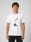 Erkek Astronot Ay Temalı Tişört Kısa Kol Yazlık Bisiklet Yaka T-Shirt - Beyaz