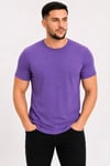 Erkek Basic Tişört Bisiklet Yaka Kısa Kol Günlük Yazlık Slim Fit T-Shirt - Mor