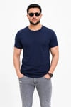 Erkek Basic Tişört Bisiklet Yaka Kısa Kol Günlük Yazlık Slim Fit T-Shirt - Lacivert