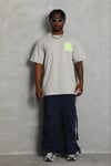 Erkek Baskılı T-Shirt Kısa Kol Bisiklet Yaka Regular Fit Rahat Kalıp Günlük Tişört - Gri