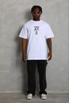 Erkek Baskılı T-Shirt Kısa Kol Bisiklet Yaka Regular Fit Rahat Kalıp Günlük Tişört - Beyaz
