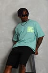 Erkek Baskılı T-Shirt Kısa Kol Bisiklet Yaka Regular Fit Rahat Kalıp Günlük Tişört - Mint Yeşili