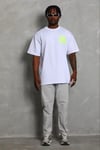 Erkek Baskılı T-Shirt Kısa Kol Bisiklet Yaka Regular Fit Rahat Kalıp Günlük Tişört - Beyaz