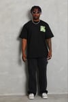 Erkek Baskılı T-Shirt Kısa Kol Bisiklet Yaka Regular Fit Rahat Kalıp Günlük Tişört - Siyah