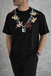 Erkek Baskılı T-Shirt Kısa Kol Bisiklet Yaka Regular Fit Rahat Kalıp Günlük Tişört - Siyah
