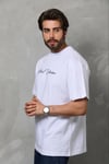 Erkek Baskılı T-Shirt Kısa Kol Bisiklet Yaka Regular Fit Rahat Kalıp Günlük Tişört - Beyaz