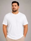 Erkek Battal Big Size Basic Tişört Bisiklet Yaka Rahat Kalıp T-Shirt - Beyaz