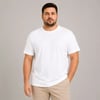Erkek Battal Big Size Basic Tişört Bisiklet Yaka Rahat Kalıp T-Shirt - Beyaz