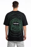 Erkek Bisiklet Yaka Baskılı Kısa Kollu Tişört Streetwear Günlük Basic Pamuklu T-shirt - Siyah