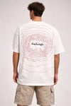 Erkek Bisiklet Yaka Baskılı Kısa Kollu Tişört Streetwear Günlük Basic Pamuklu T-shirt - Beyaz