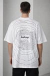Erkek Bisiklet Yaka Baskılı Kısa Kollu Tişört Streetwear Günlük Basic Pamuklu T-shirt - Beyaz