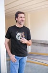 Erkek Bisiklet Yaka Baskılı Oversize T-Shirt - Siyah