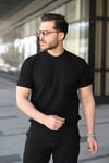 Erkek Bisiklet Yaka Petek Dokulu Kısa Kollu Triko Tişört
