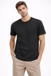 Erkek Bisiklet Yaka Tişört Regular Kalıp Basic Pamuklu Günlük Kullanım T-shirt - Siyah