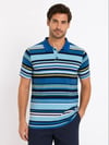 Erkek Çizgili Polo Yaka Tişört Kısa Kol Yazlık T-Shirt Regular Fit - Mavi