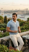 Erkek Desenli Kısa Kollu Triko Tişört - %100 Pamuk Akrilik