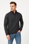Erkek Dik Yaka Sweatshirt Dik Yaka Yarım Fermuarlı 3 İplik Şardonlu Pamuk Kumaş - Antrasit