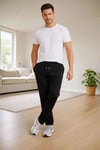 Erkek Düz Paça Beli Lastikli İpli Günlük Spor Eşofman Altı Rahat Fit - Siyah