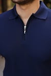 Erkek Fermuarlı Yakalı Kısa Kollu Tshirt