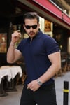 Erkek Fermuarlı Yakalı Kısa Kollu Tshirt