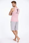 Erkek Fitilli Atlet Sıfır Yaka Slim Fit Arka Baskılı Spor Atlet - Pembe
