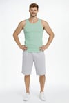 Erkek Fitilli Atlet Sıfır Yaka Slim Fit Arka Baskılı Spor Atlet - Mint Yeşili