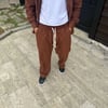 Erkek Fitilli Kadife Cepli Buggy Pantolon Oversize Rahat Kalıp - Kahverengi