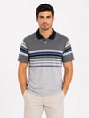 Erkek Flamlı Penye Çizgili Polo Yaka Tişört Kısa Kol Yazlık T-Shirt - Gri