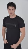Erkek Göğüste Fermuar Aksesuarlı Dar Kalıp T-Shirt - Siyah