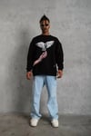 Erkek Güvercin Baskılı Sweatshirt - Siyah
