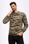 Erkek Kamuflaj Desenli 2 İplik 4 Mevsim Uzun Kollu Bisiklet Yaka Sweatshirt - Kamuflaj