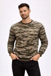 Erkek Kamuflaj Desenli 2 İplik 4 Mevsim Uzun Kollu Bisiklet Yaka Sweatshirt - Kamuflaj