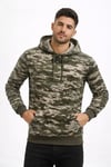 Erkek Kamuflaj Desenli 2 İplik 4 Mevsim Kapüşonlu Kanguru Cepli Hoodie Sweatshirt - Kamuflaj