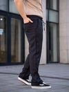 Erkek Keten Cepli Çıma Dikişli Jogger Buggy Pantalon Rahat Kalıp - Siyah