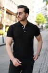 Erkek Kısa Kollu Yakalı önden Düğmeli Triko Tişört
