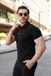 Erkek Kısa Kollu Yakalı önden Düğmeli Triko Tişört