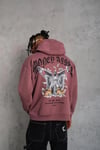 Erkek Kordon İpli Baskılı Kapüşonlu Sweatshirt - Gül Kurusu