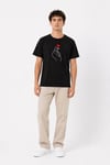 Erkek Kore Parmak Kalp Aşk Temalı Minimal Baskılı Tişört Yazlık Kısa Kol T-Shirt - Siyah