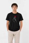 Erkek Kore Parmak Kalp Aşk Temalı Minimal Baskılı Tişört Yazlık Kısa Kol T-Shirt - Siyah