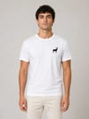 Erkek Minimal Geyik Logolu Tişört Bisiklet Yaka Kısa Kol Yazlık T-Shirt - Beyaz