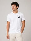 Erkek Minimal Geyik Logolu Tişört Bisiklet Yaka Kısa Kol Yazlık T-Shirt - Beyaz