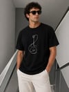 Erkek Minimal Gitar Baskılı Tişört T-Shirt Yazlık Kısa Kol Bisiklet Yaka T-Shirt - Siyah