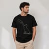 Erkek Minimal Kedi Çizim Baskılı Tişört Kısa Kol Yazlık T-Shirt - Siyah