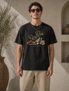 Erkek Motosiklet Baskılı Tişört Bisiklet Yaka Kısa Kol Yazlık T-Shirt - Siyah